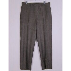 Jos A Bank Men's Pleated Wool Dress Pants 36x30 Brown Plaid